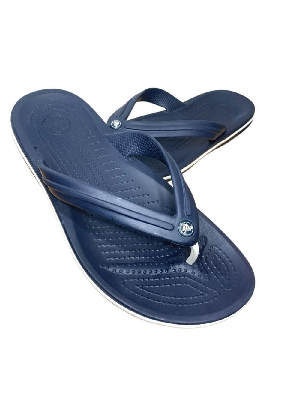 CROCS Crocband Flip Navy Blue Thong Sandals Sz Men 8/ Women 10 Slip-On Beach
